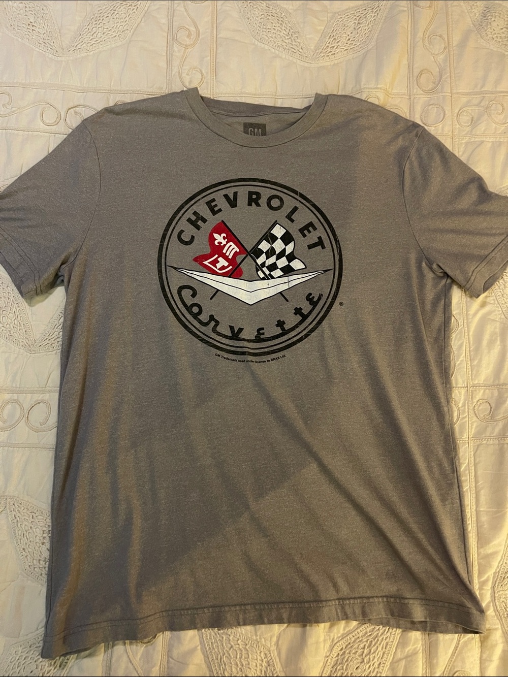 Hybrid Apparel Gray Chevrolet Corvette Logo Tee with Red and Black Accents
